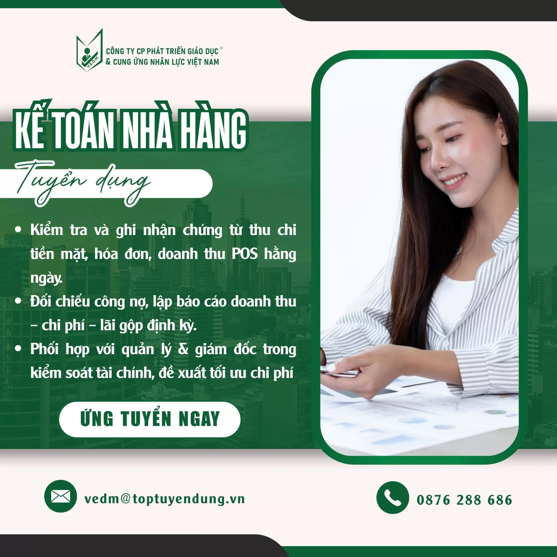 VEDM - CƠ HỘI NGHỀ NGHIỆP DÀNH CHO ỨNG VIÊN TÀI NĂNG & TẬN TÂM